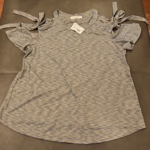 NWT Lush Striped Cold Shoulder Knit Top, Size S